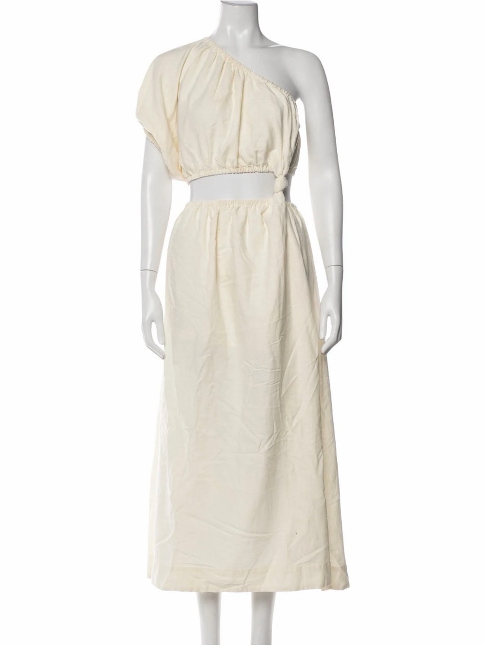 Farm Rio One-Shoulder Cream Maxi Dress with Cutout Waist